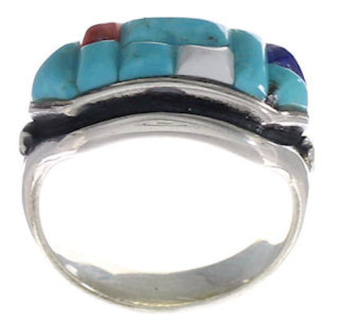 Southwest Multicolor Genuine Sterling Silver Ring Size 7 CX51675