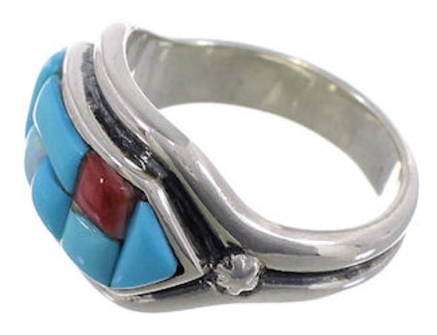 Genuine Sterling Silver Southwest Multicolor Ring Size 6-3/4 CX51677