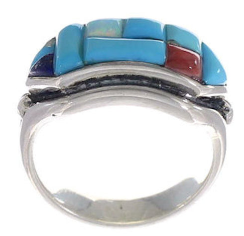Genuine Sterling Silver Southwest Multicolor Ring Size 6-3/4 CX51677