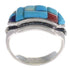 Genuine Sterling Silver Southwest Multicolor Ring Size 6-3/4 CX51677