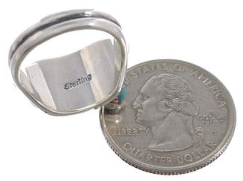 Southwest Genuine Sterling Silver Multicolor Ring Size 5-3/4 CX51676