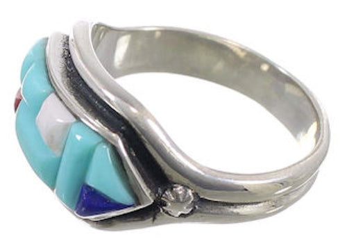 Southwest Multicolor Authentic Sterling Silver Ring Size 8-3/4 CX51685