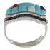 Southwest Multicolor Authentic Sterling Silver Ring Size 8-3/4 CX51685