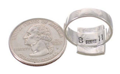 Sterling Silver Multicolor Inlay Belt Ring Size 6-3/4 CX50407