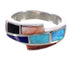 Sterling Silver Southwest Multicolor Inlay Ring Size 6-3/4 CX50409
