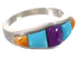 Southwest Sterling Silver Multicolor Inlay Ring Size 7-3/4 CX50424