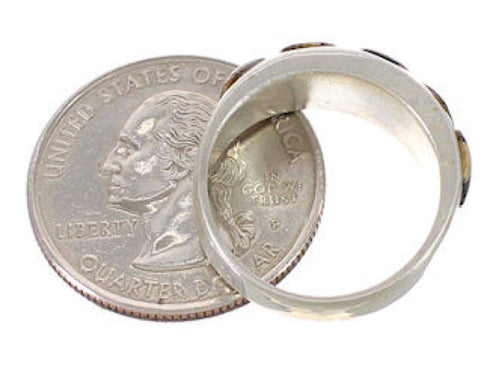 Southwest Multicolor Inlay Sterling Silver Ring Size 7-3/4 CX50427