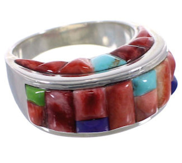 Southwest Multicolor Genuine Sterling Silver Ring Size 8-3/4 CX49983