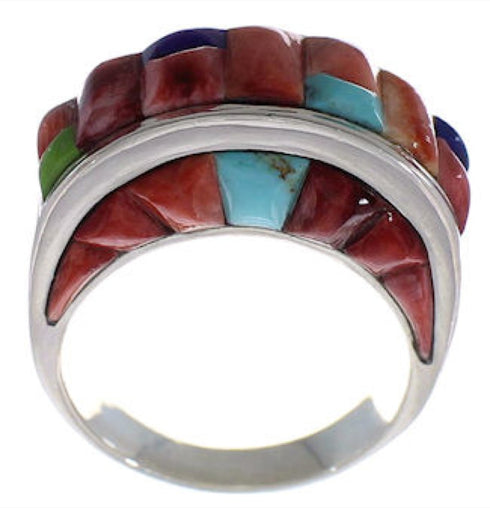 Southwest Multicolor Genuine Sterling Silver Ring Size 8-3/4 CX49983
