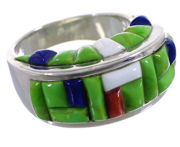 Multicolor Genuine Sterling Silver Southwest Ring Size 7-1/2 CX49989