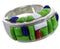 Multicolor Southwest Genuine Sterling Silver Ring Size 6-3/4 CX49987