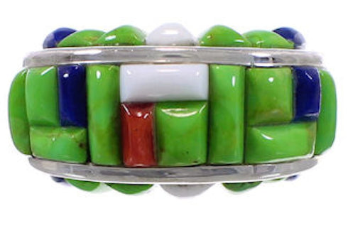 Multicolor Southwest Genuine Sterling Silver Ring Size 6-3/4 CX49987