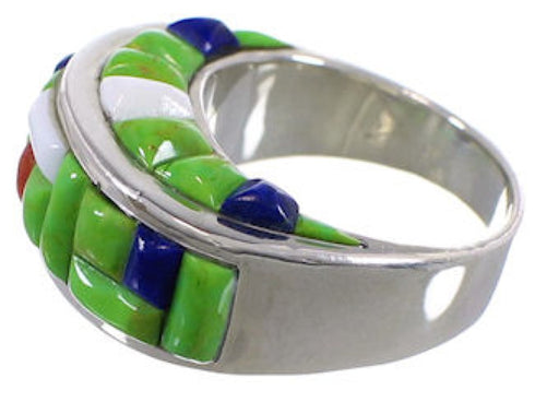 Multicolor Southwest Genuine Sterling Silver Ring Size 6-3/4 CX49987