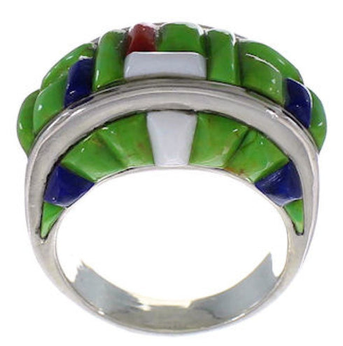 Multicolor Southwest Genuine Sterling Silver Ring Size 6-3/4 CX49987