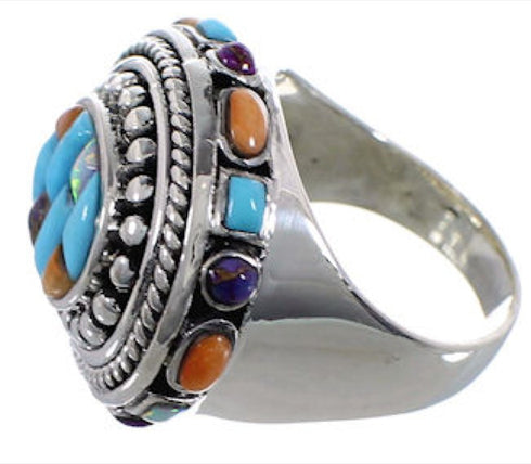 Multicolor Southwest Authentic Sterling Silver Ring Size 8-1/2 CX49998