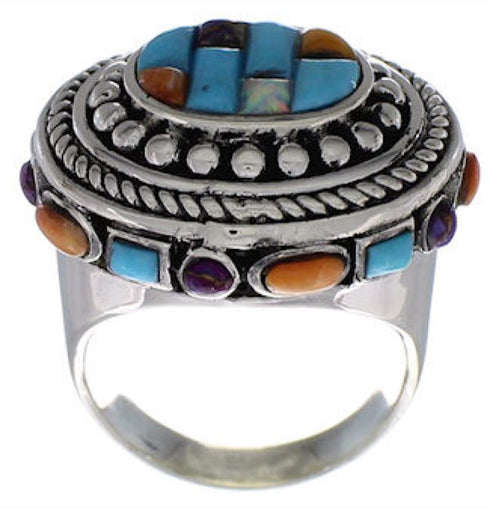 Multicolor Southwest Authentic Sterling Silver Ring Size 8-1/2 CX49998