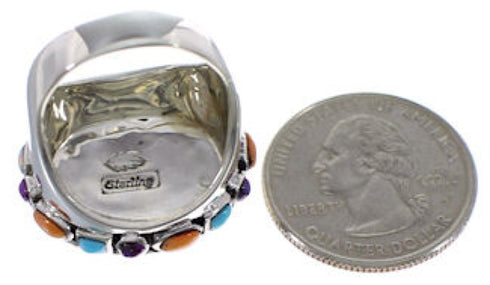 Multicolor Southwest Authentic Sterling Silver Ring Size 8-1/2 CX49998