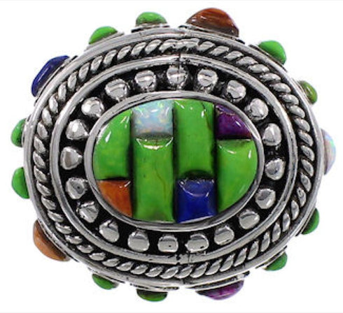 Multicolor Authentic Sterling Silver Southwest Ring Size 7-1/2 CX50000