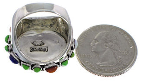 Multicolor Authentic Sterling Silver Southwest Ring Size 7-1/2 CX50000