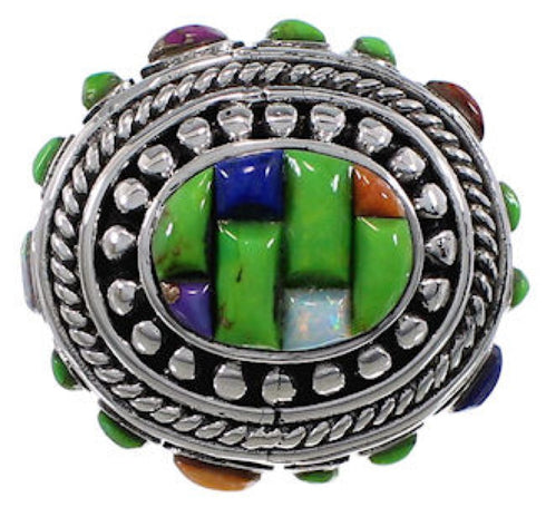 Southwestern Multicolor Sterling Silver Ring Size 5-1/2 CX50001