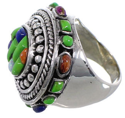 Southwestern Multicolor Sterling Silver Ring Size 5-1/2 CX50001