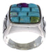 Sterling Silver Multicolor Inlay Southwest Ring Size 8-3/4 CX50012