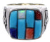 Southwest Sterling Silver Multicolor Inlay Ring Size 8-3/4 CX50020