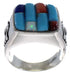 Southwest Sterling Silver Multicolor Inlay Ring Size 8-3/4 CX50020