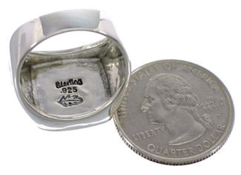 Southwest Sterling Silver Multicolor Inlay Ring Size 8-3/4 CX50020