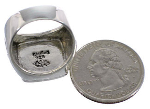 Multicolor Inlay Southwestern Sterling Silver Ring Size 8 CX50023