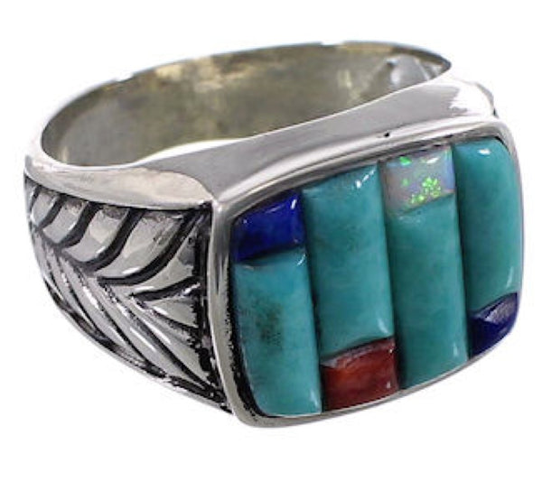 Authentic Silver Multicolor Southwest Ring Size 11-1/4 CX50036
