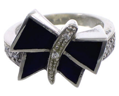 Lapis Inlay Sterling Silver Jewelry Butterfly Ring Size 6 CX51543