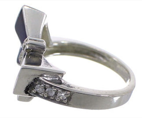 Lapis Inlay Sterling Silver Jewelry Butterfly Ring Size 6 CX51543