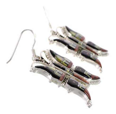 Butterfly Multicolor Native American Design Silver Earrings PX31435