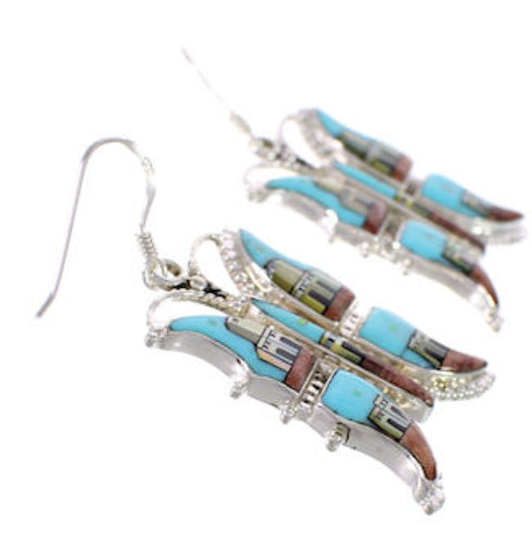 Multicolor Native American Village Design Butterfly Earrings PX31437
