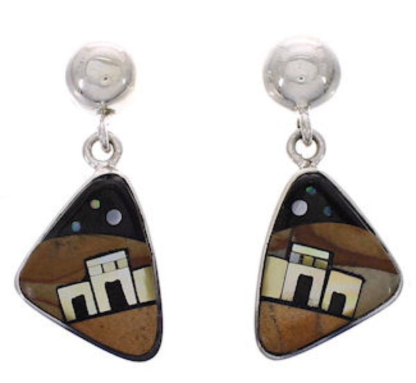 Multicolor Inlay Native American Pueblo Design Earrings PX31449