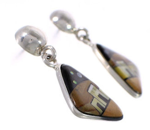 Multicolor Inlay Native American Pueblo Design Earrings PX31449