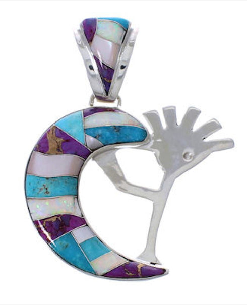 Multicolor Inlay Kokopelli WhiteRock Mystic Ocean Pendant PX26074