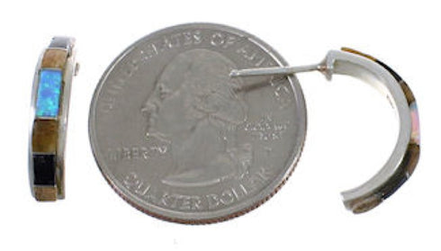 Multicolor Sterling Silver Post Hoop Earrings TX43999