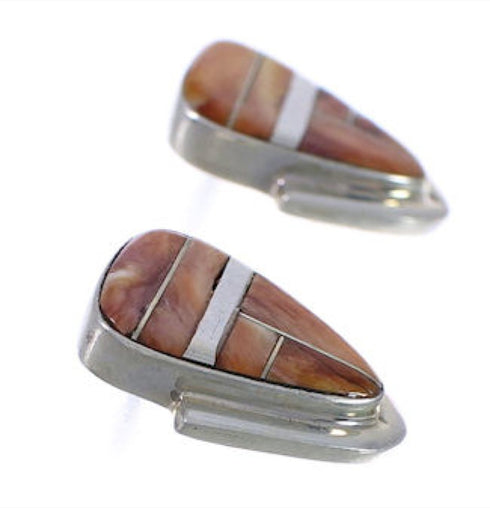 Silver And Oyster Shell Inlay Post Earrings TX43295