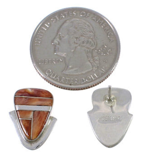 Silver And Oyster Shell Inlay Post Earrings TX43295