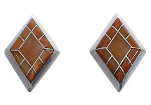 Southwest Silver And Oyster Shell Inlay Post Earrings TX43307
