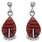 Southwestern Silver Red Oyster Shell Tear Drop Earrings TX43358