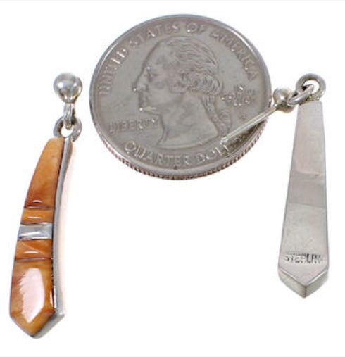 Oyster Shell Silver Southwest Post Dangle Earrings TX43524