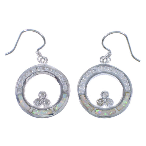 Opal Inlay Cubic Zirconia Southwest Earrings EX42571