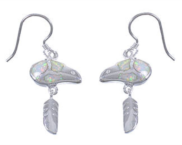 Opal Inlay Bear And Feather Earrings EX42629