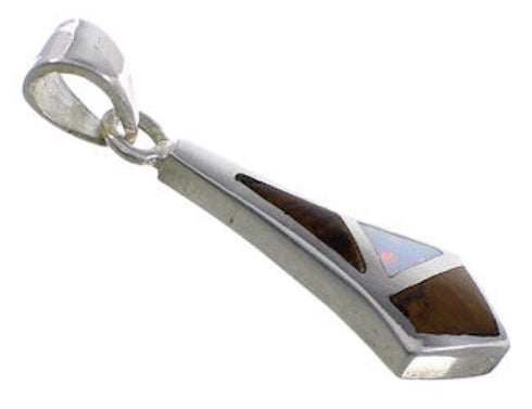 Sterling Silver Opal And Tiger Eye Inlay Pendant FX30796