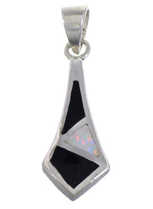 Sterling Silver Jet And Opal Inlay Pendant FX30792