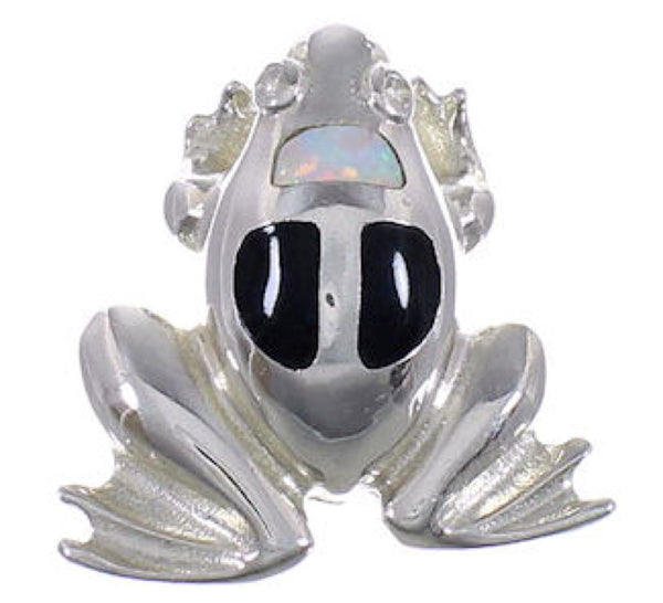 Opal And Jet Frog Southwest Silver Pendant FX30810