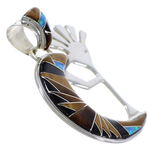 Southwest Multicolor Kokopelli Sterling Silver Pendant FX30823